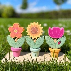 Spring Friends Stacking Wooden Flowers